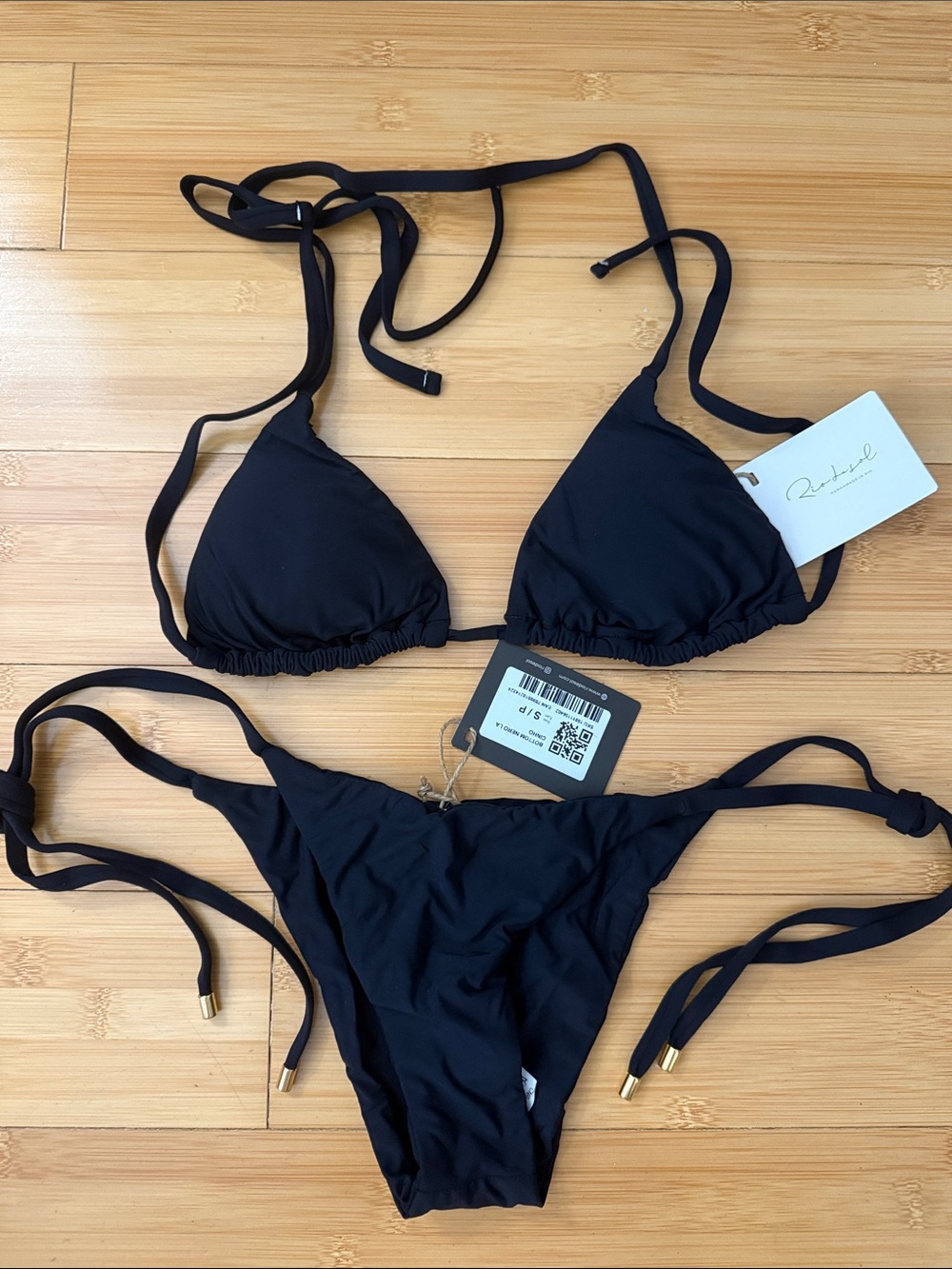 Black Triangle Tie Bikini Set - Unbranded Women Swim